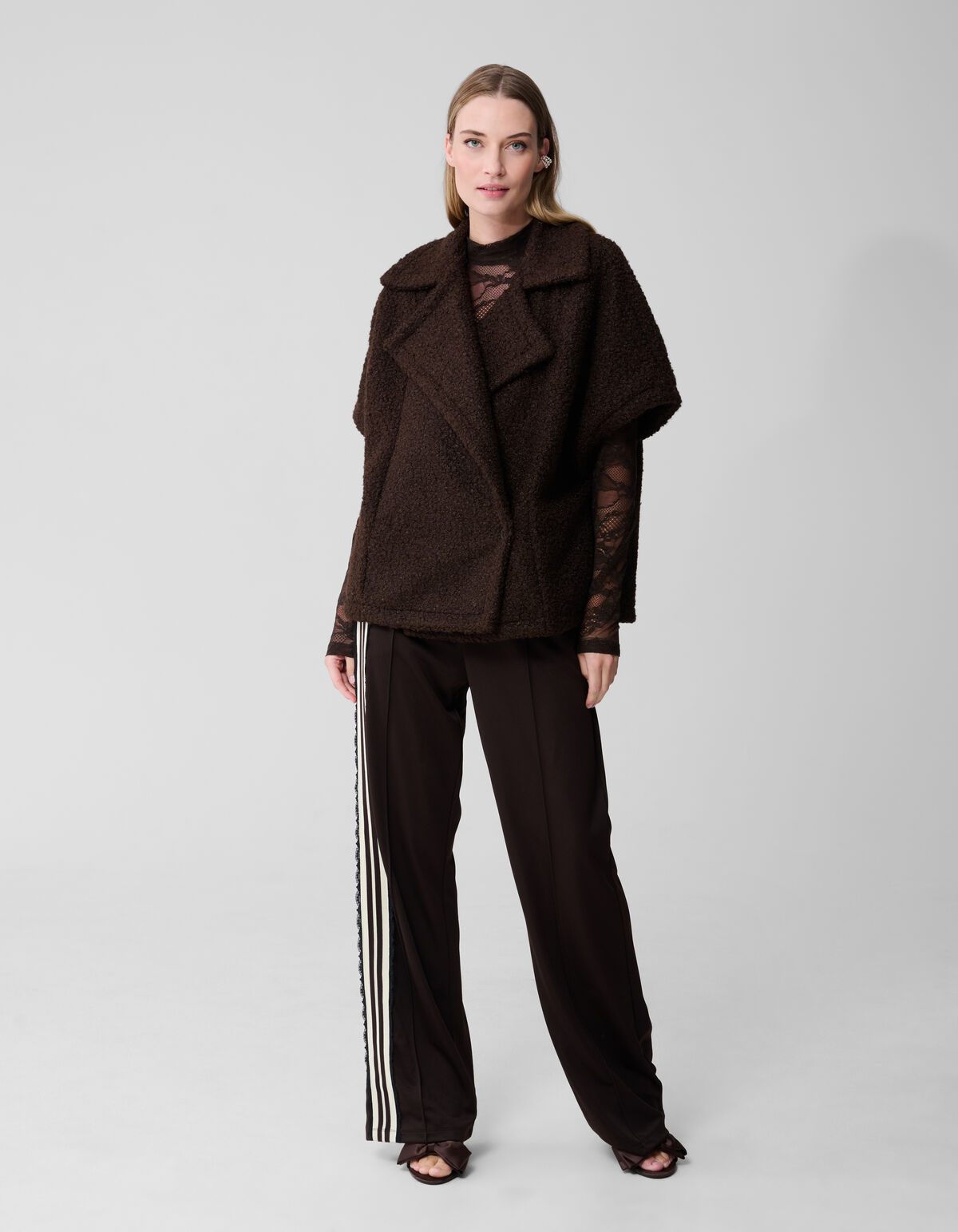 Oversized Teddy Gilet Donkerbruin