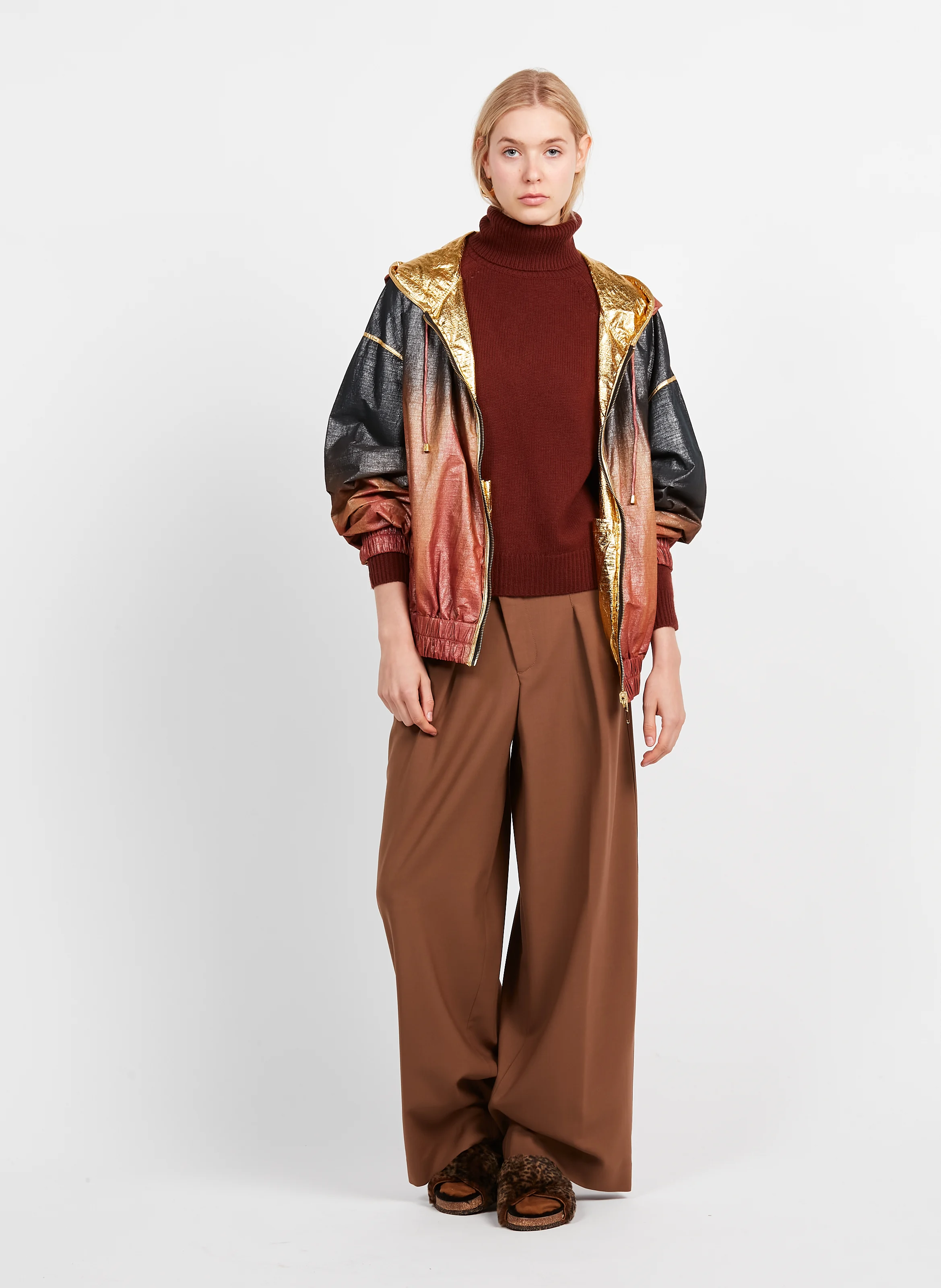 Sandales fourrée en cuir| Multicolore