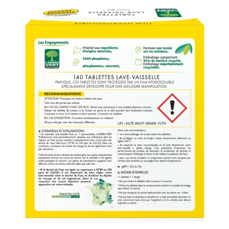 L'ARBRE VERT - Tablettes lave-vaisselle écologiques - x140 doses