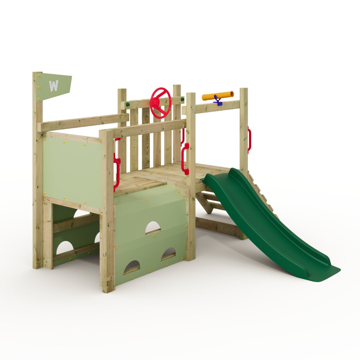 WICKEY Peuter Klimtoren My First Fort 2 met Glijbaan - Pastelgroen