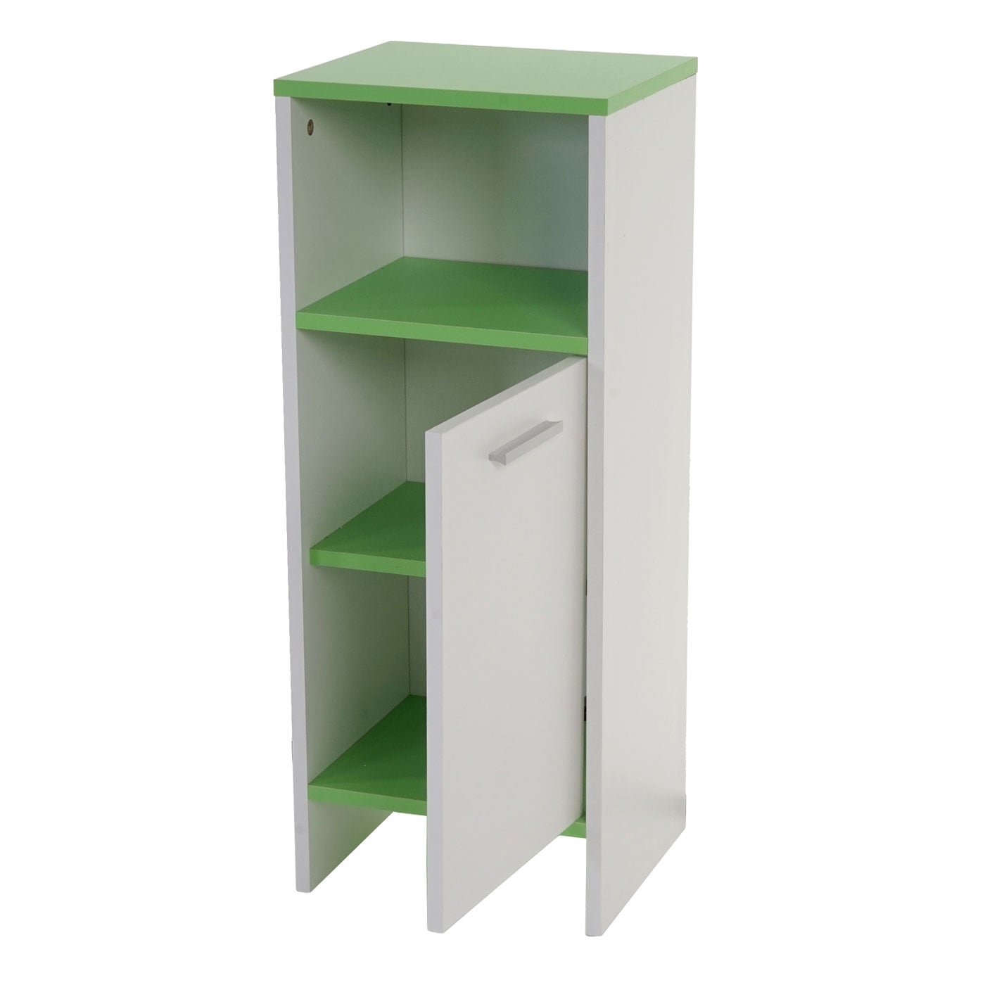 Kommode Lucca, Badezimmerkommode Badschrank, 82x32x28cm weiß, Böden grün