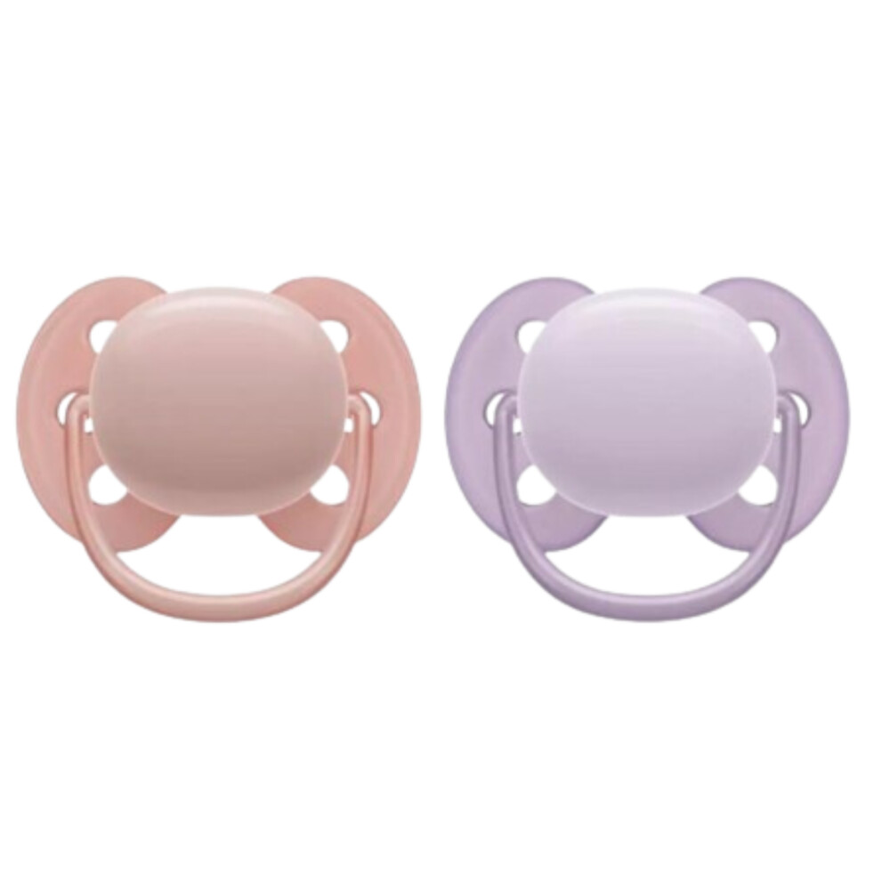 Philips Avent Fopspeen Ultra Soft 0-6 mnd Paars Roze2 stuks