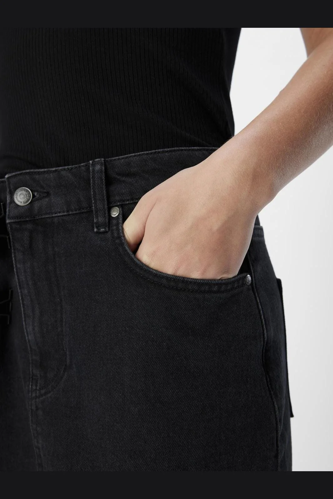 Object Objellen Midi Denim Skirt 4614168 black denim
