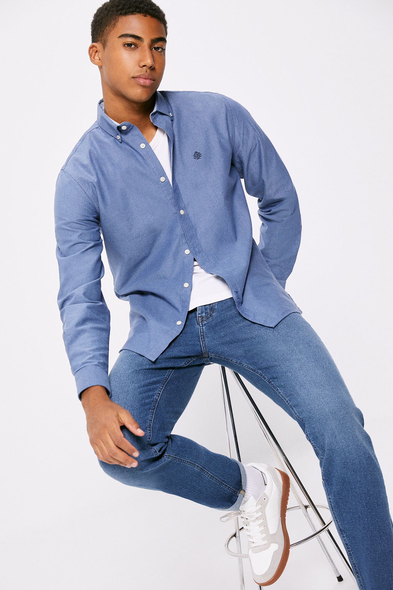 Camisa Oxford, cor - azul médio