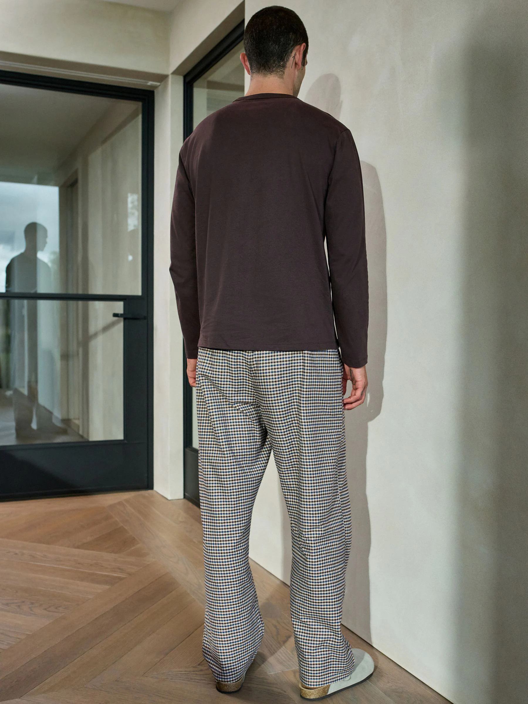 Grijs/bruin - Check Long Sleeve Woven Pyjamas Set