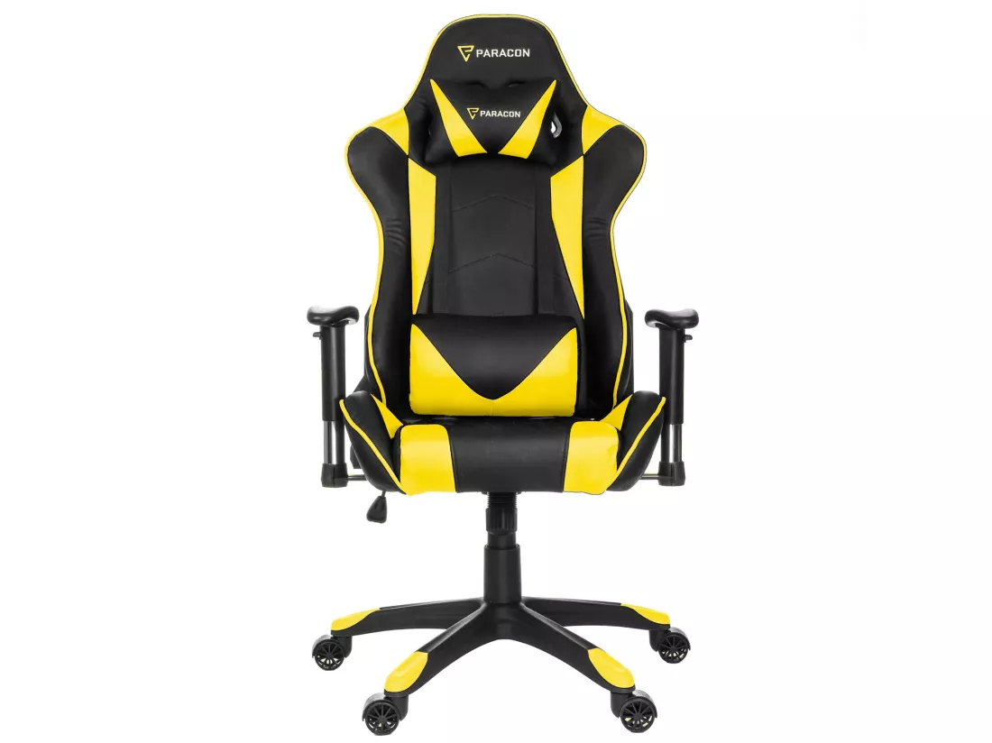Paracon Knight Fauteuil de gamer avec oreiller cervical et soutien lombaire, jaunes.
