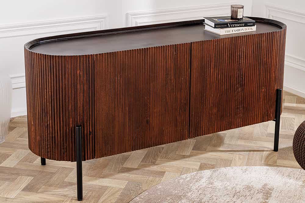 Massivholz Sideboard GATSBY 150cm dunkelbraun Mango Retro Design