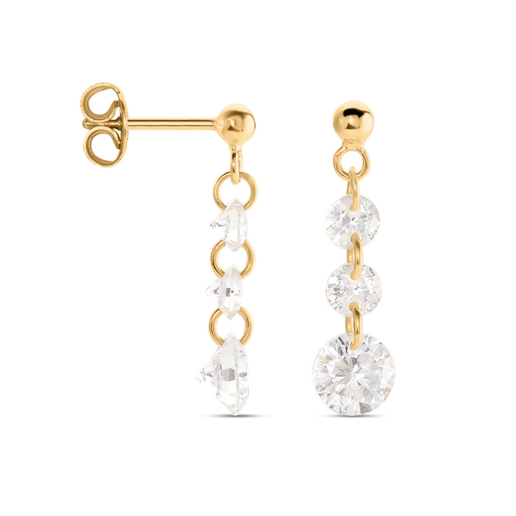 Boucles D'oreilles Pendantes Chalice Plaqué Or Jaune Oxyde Zirconium