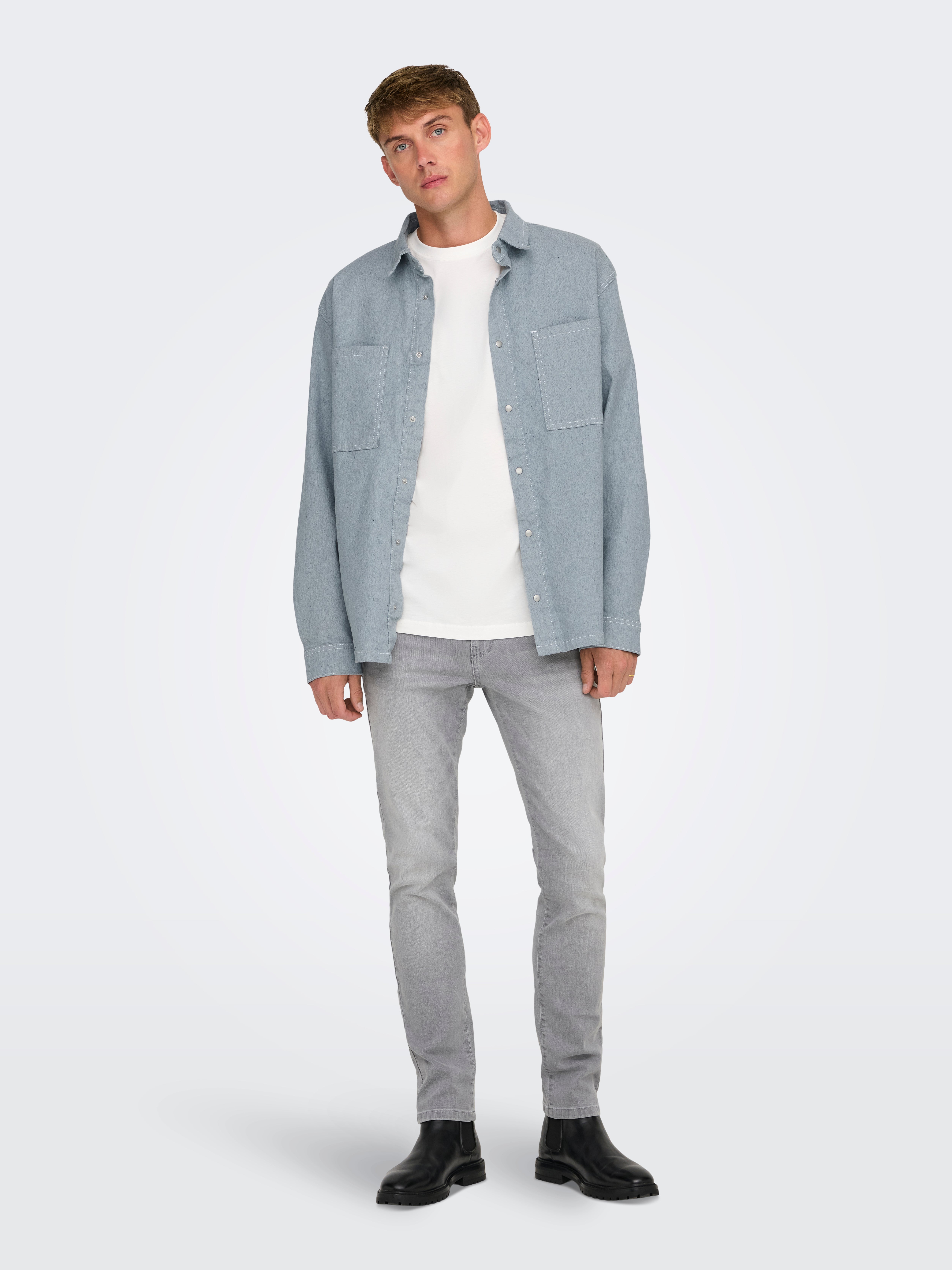 ONSDAGO Jeanshemd Light Grey Denim