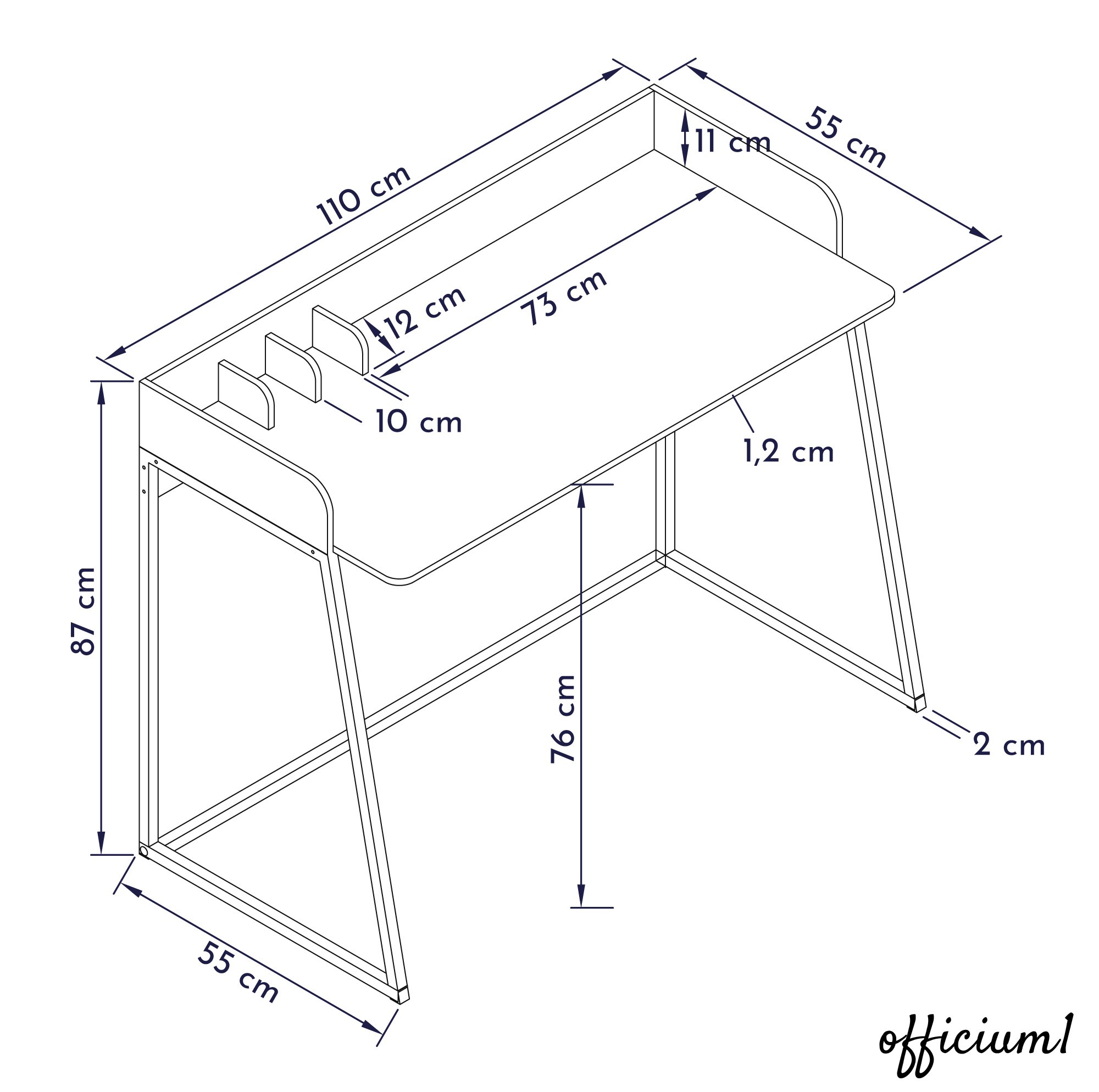 WONDERMAKE® Design Schreibtisch aus Holz und Metall, Bürotisch PC-Tisch Computertisch Arbeitstisch für Home Office , 110x55x87 cm, Eiche hell braun schwarz