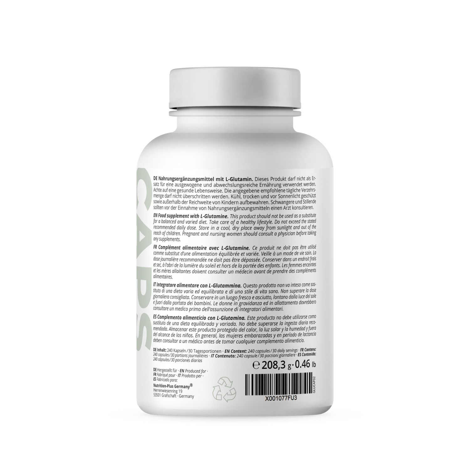 Nutri+ L-Glutamin 240 Kapseln Aminosäure