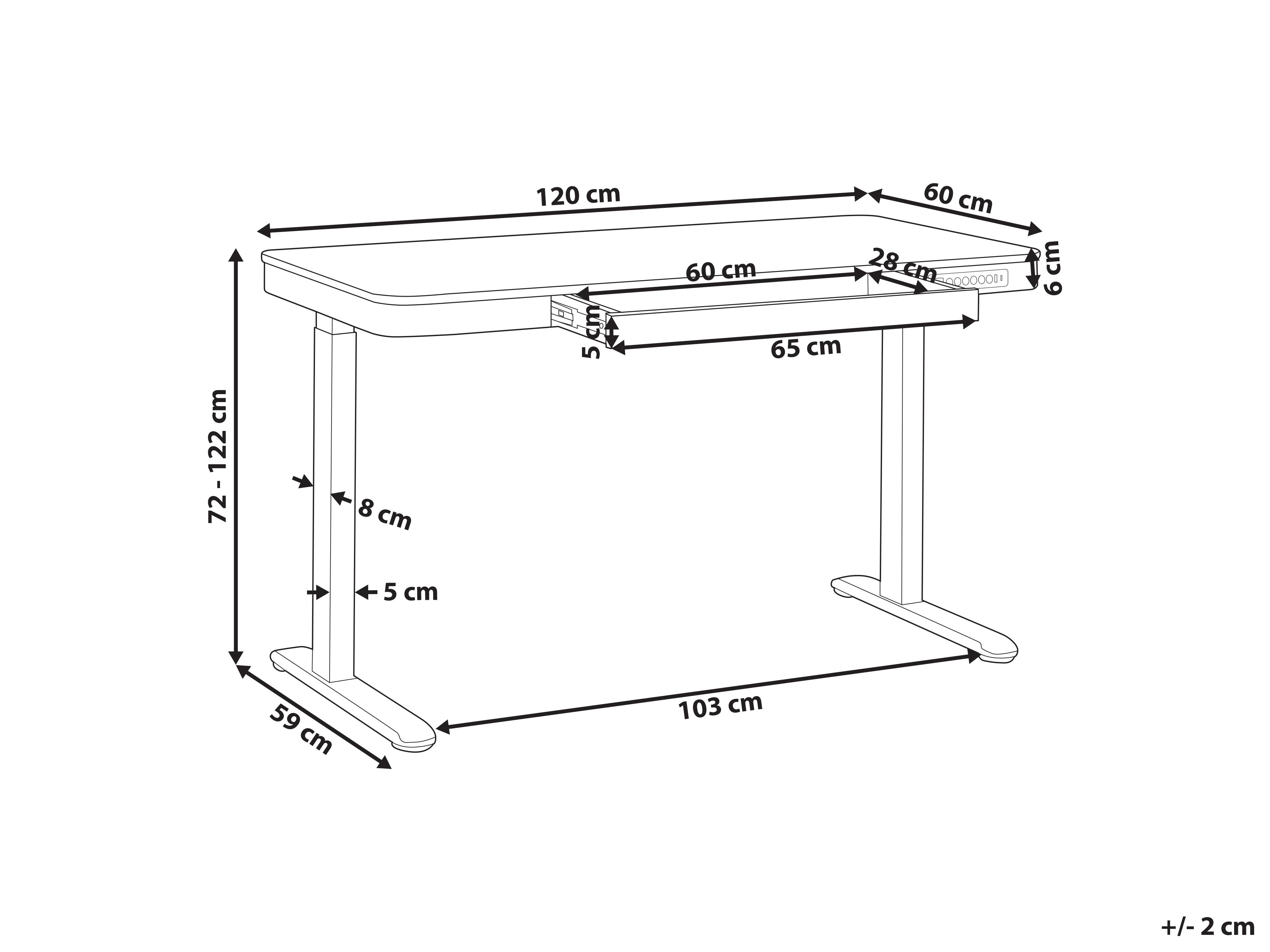 Elektrisch verstelbaar sta-bureau KENLY Bruin/wit 120 cm 60 cm met USB-poort
