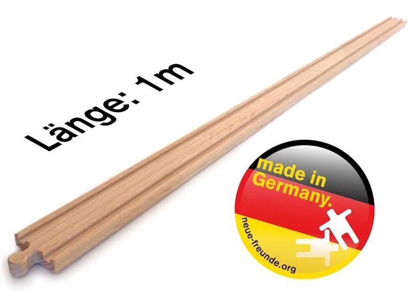 Neue Freunde XXL Holzschiene 1 m Lange Holzschiene (Brio, Ikea Kompatibel)