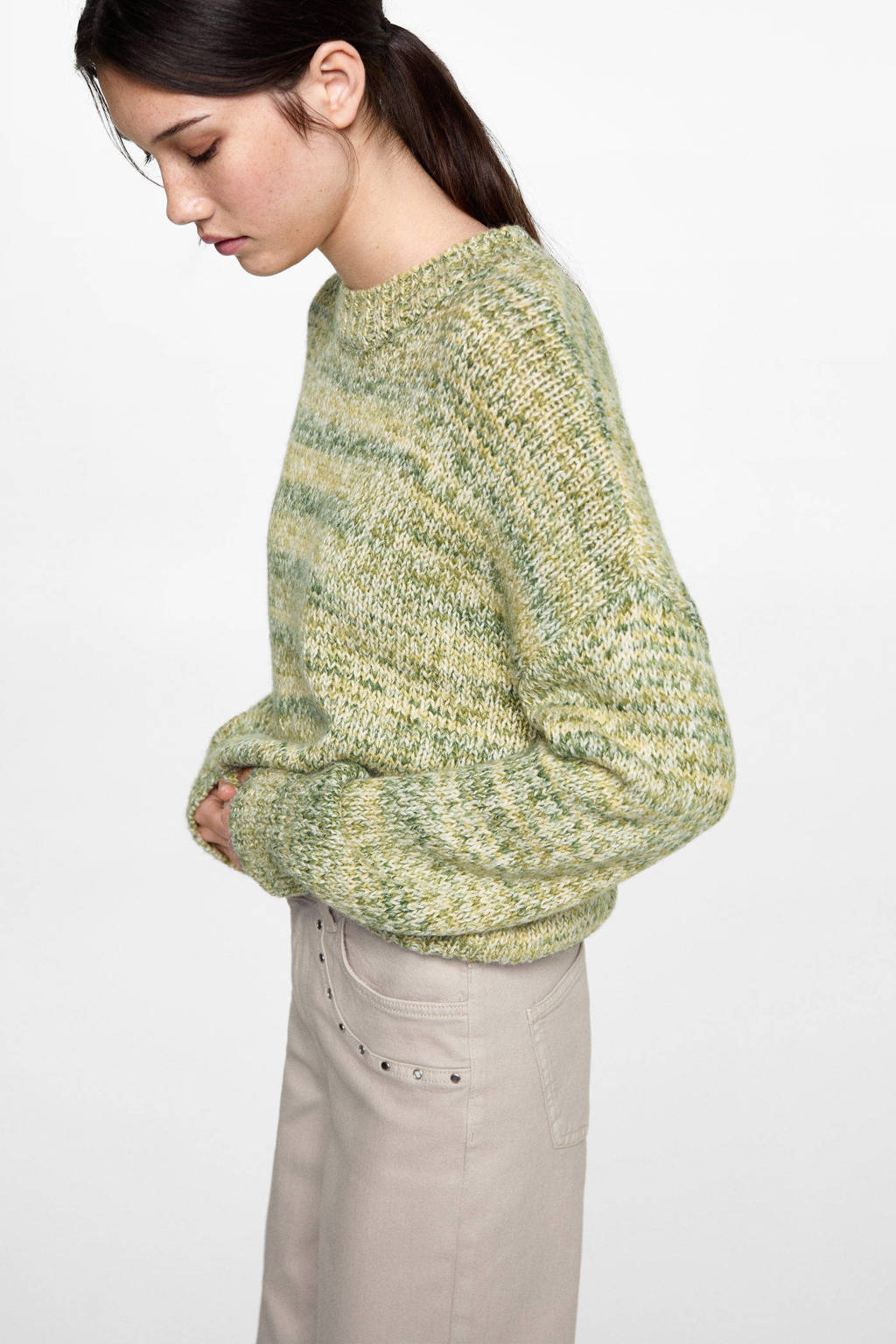 MANGO TEEN straight casual broek grijs