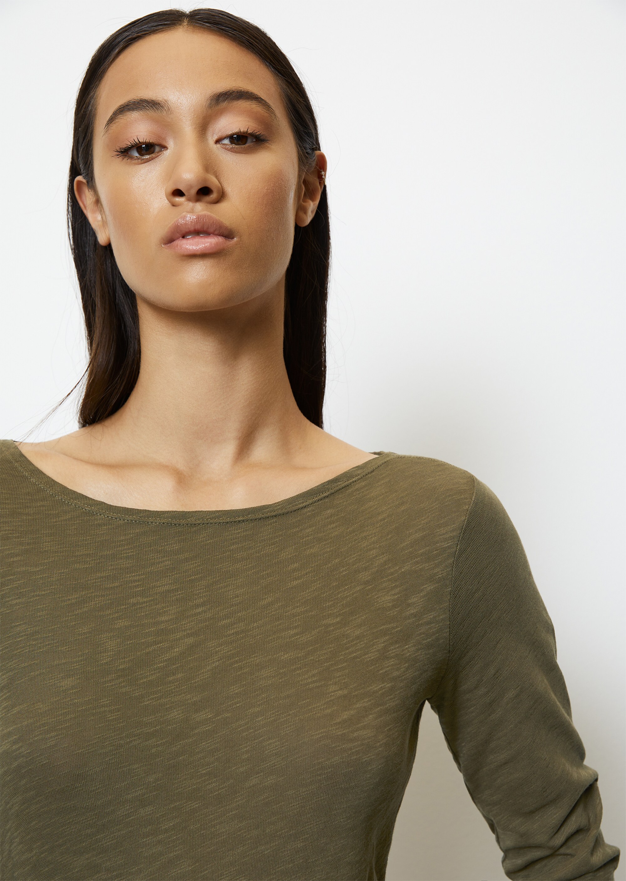 Longsleeve regularaus Slub-Jersey