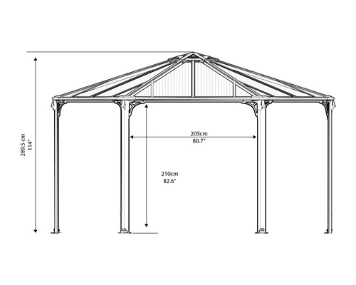 Paviljoen Palram – Canopia Monaco 438 x 438 cm antraciet