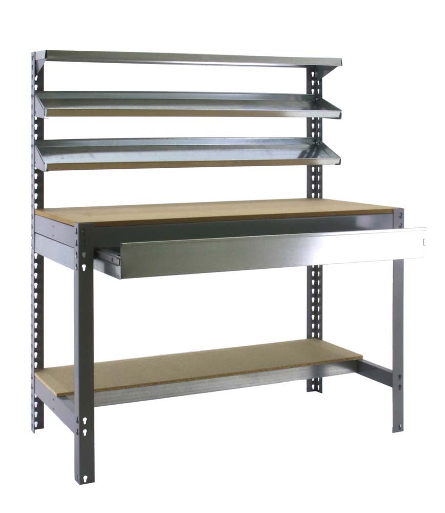 PROREGAL Buffalo werkbank met voorplank en lade, afmetingen (H x B x D): 84 x 90 x 61 cm, draagvermogen: 400 kg, grijs