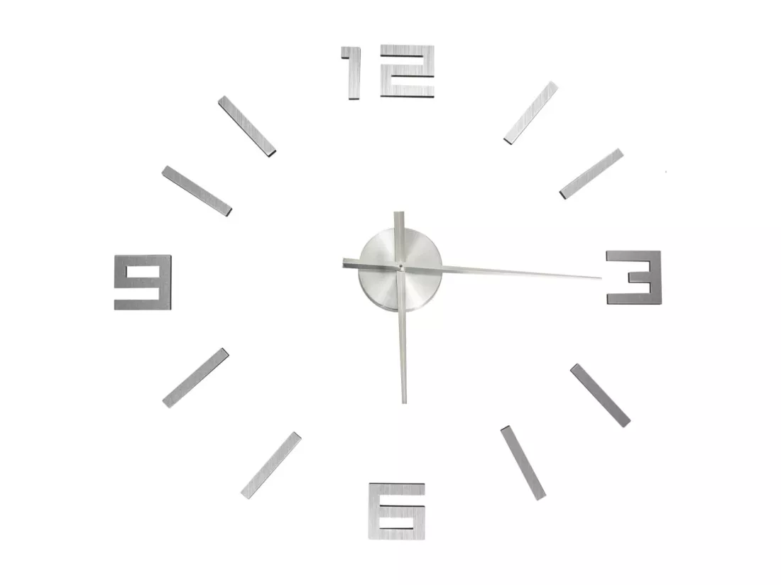 Horloge murale 3D Design moderne Argenté 100 cm XXL