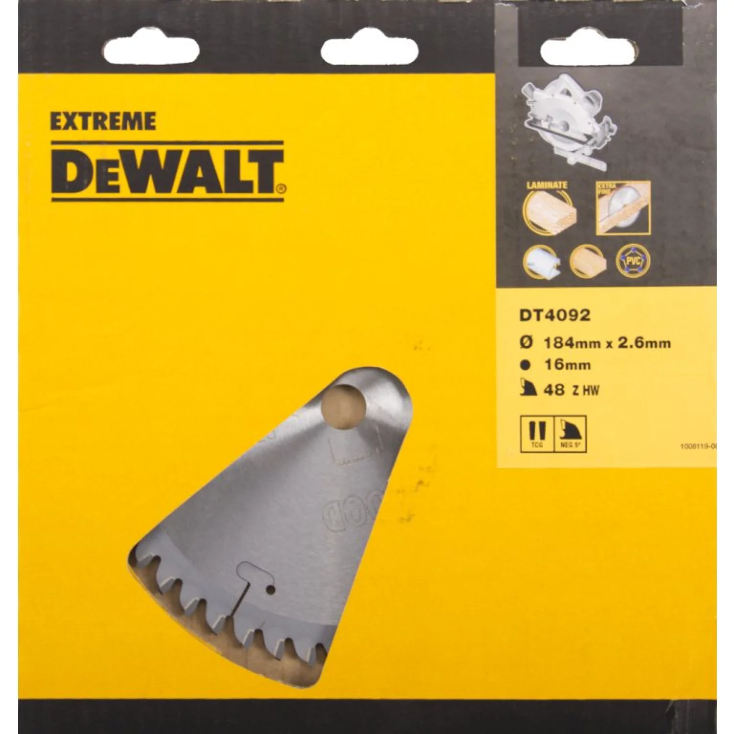 DeWALT DT4092 Extreme Cirkelzaagblad - 184 x 16 x 48T - Hout / Laminaat