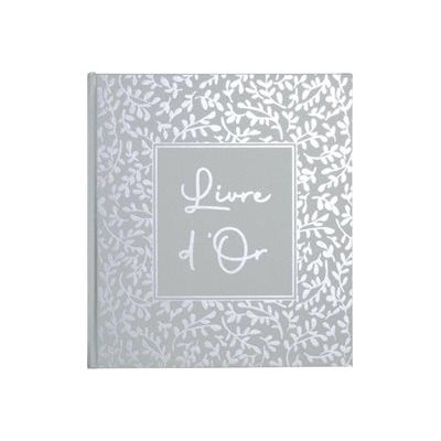 Exacompta Autentik - Livre d'or - 210 x 190 mm - 70 feuilles / 140 pages - papier blanc - motif floral - sage green cover - carton recouvert de papier