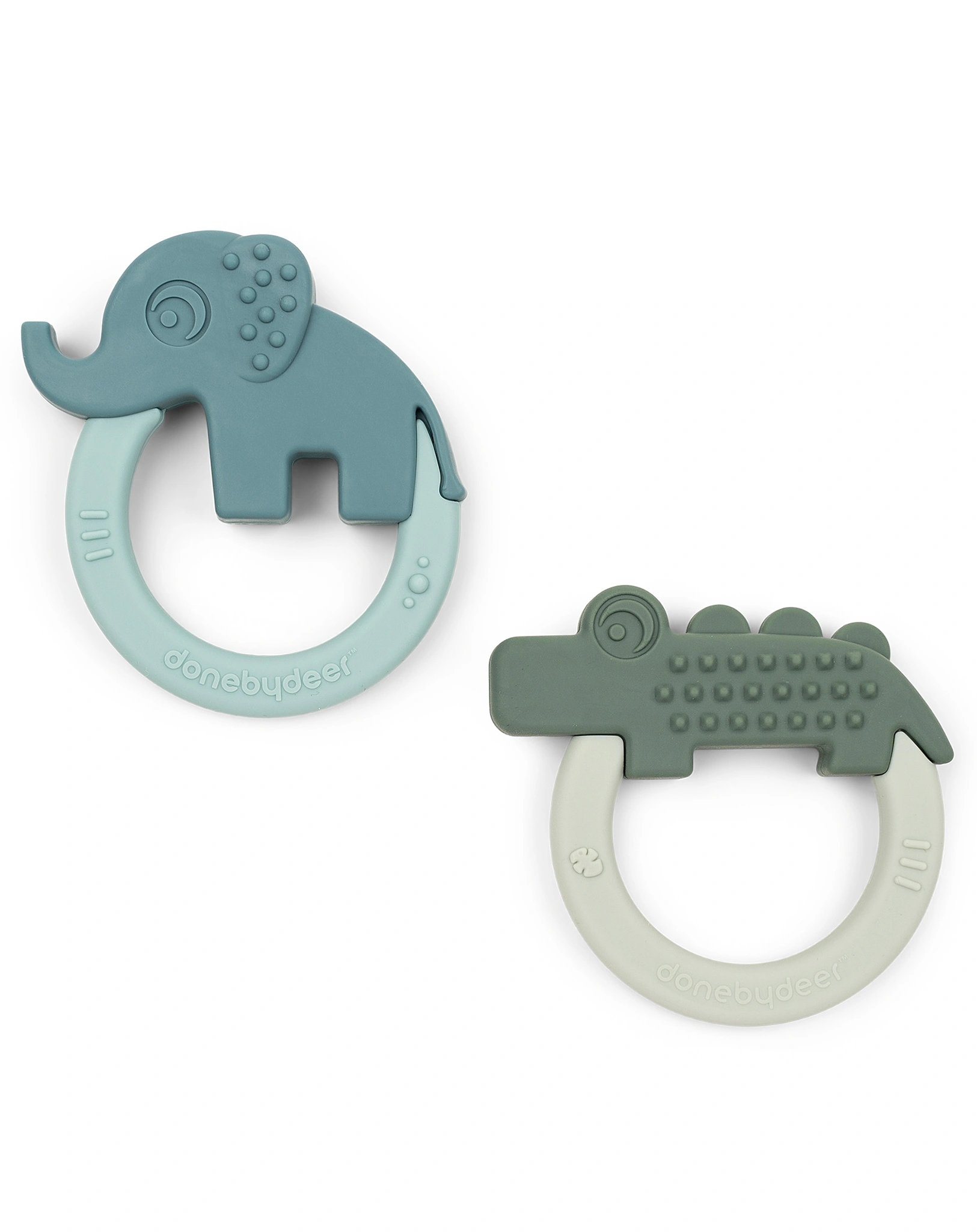 Silikon-Beißring DEER FRIENDS 2er Pack in grün/blau