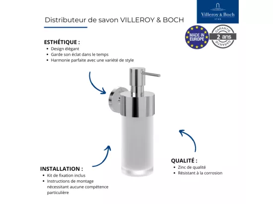 Porte-verre + Distributeur de savon + Anneau porte-serviettes VILLEROY & BOCH Elements Tender