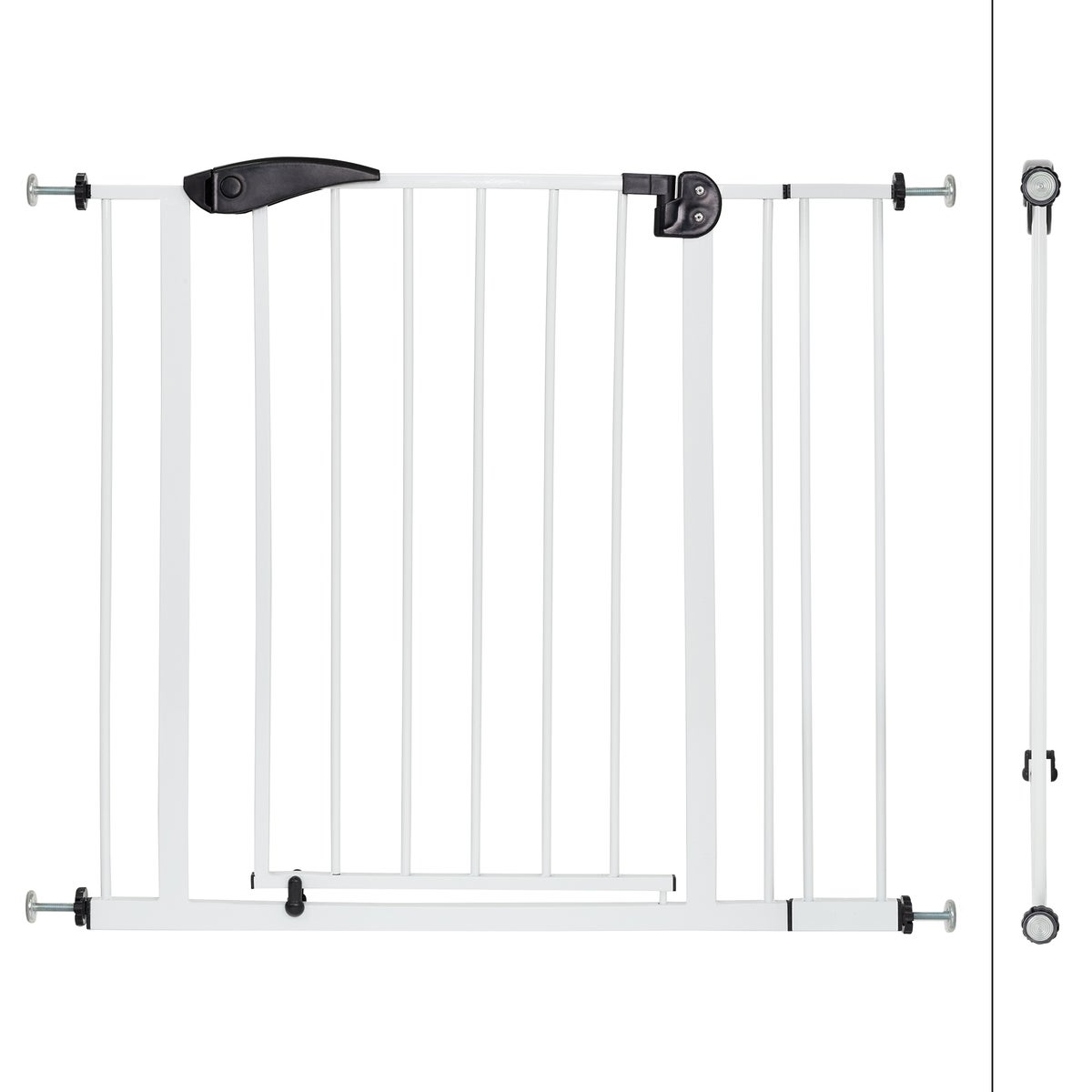 ECD Germany Veiligheidshek voor kinderen, honden en katten, 85-95 cm incl. 10 cm verlengstuk, geen boren nodig, wit, dubbelzijdig, zelfsluitend, metalen klemhek, traphekje, slagboom