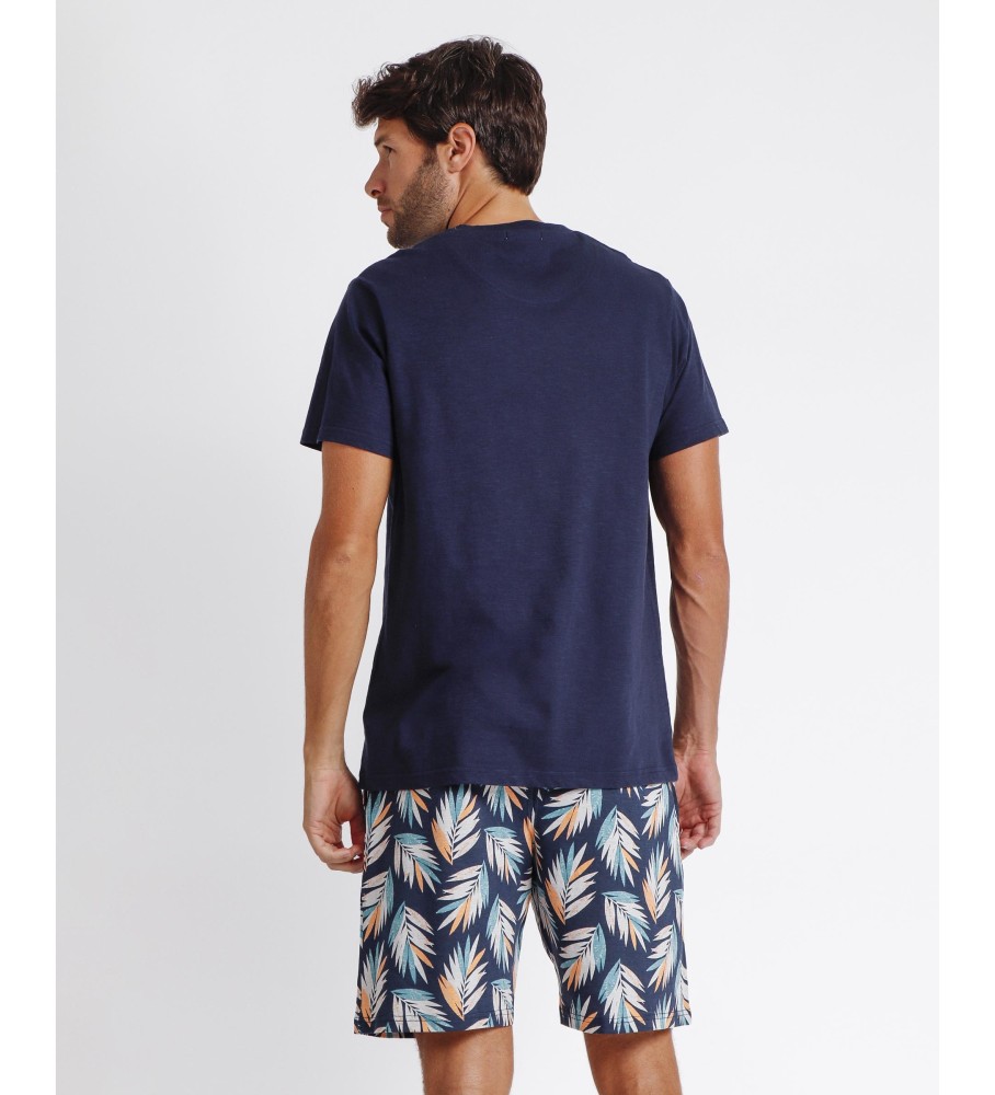 Pijama de trabalho Antonio Miro de manga curta azul-marinho