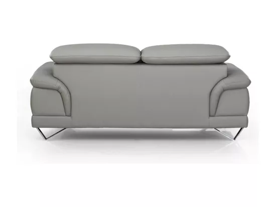 Canapé en cuir 2 places BRAME Gris souris - Angle Droit