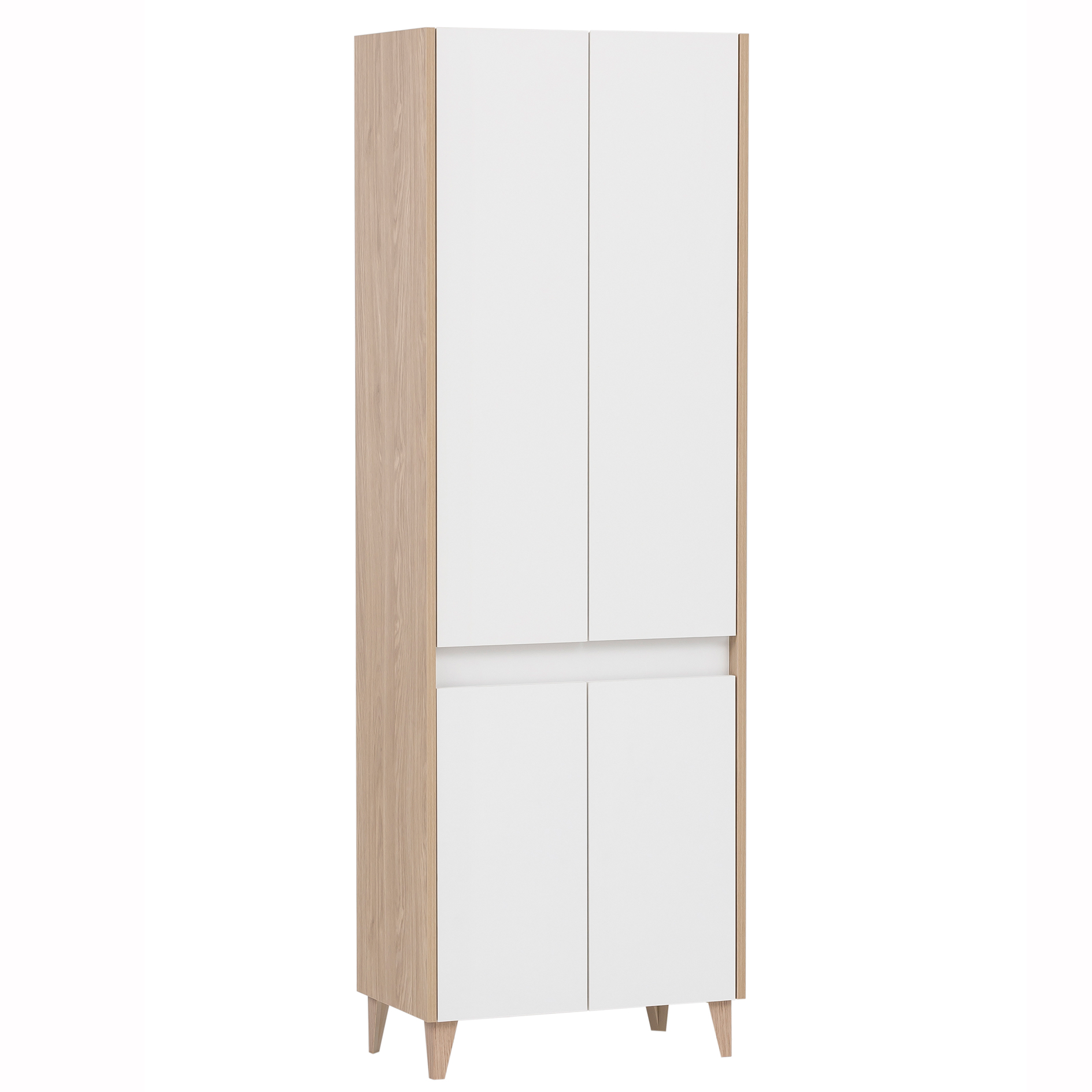 Hochschrank - perlweiß - Eiche hell - 56,9 cm