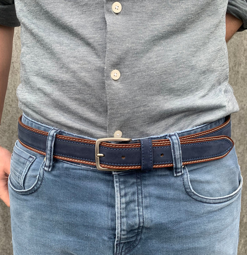 Milano Belts Heren Centuur Como Navy Blauw