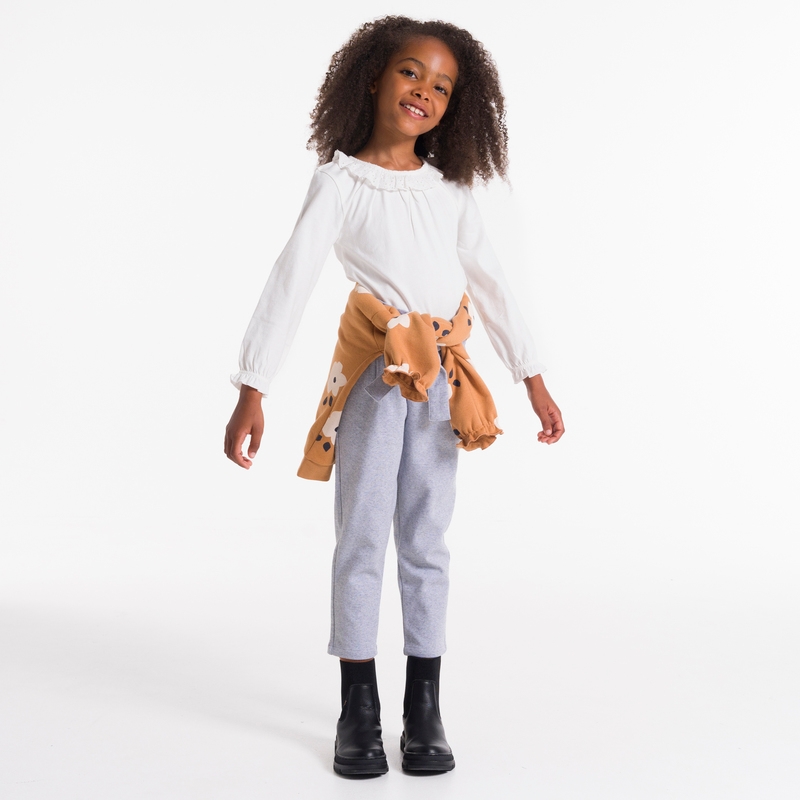 T-shirt à col collerette blanc Fille