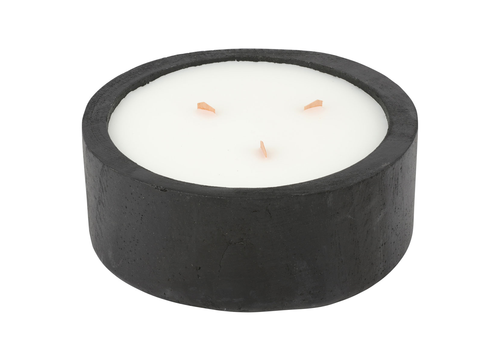 Holzschale mit Citronella-Holzdocht-Kerze 19,5x8cm Schwarz