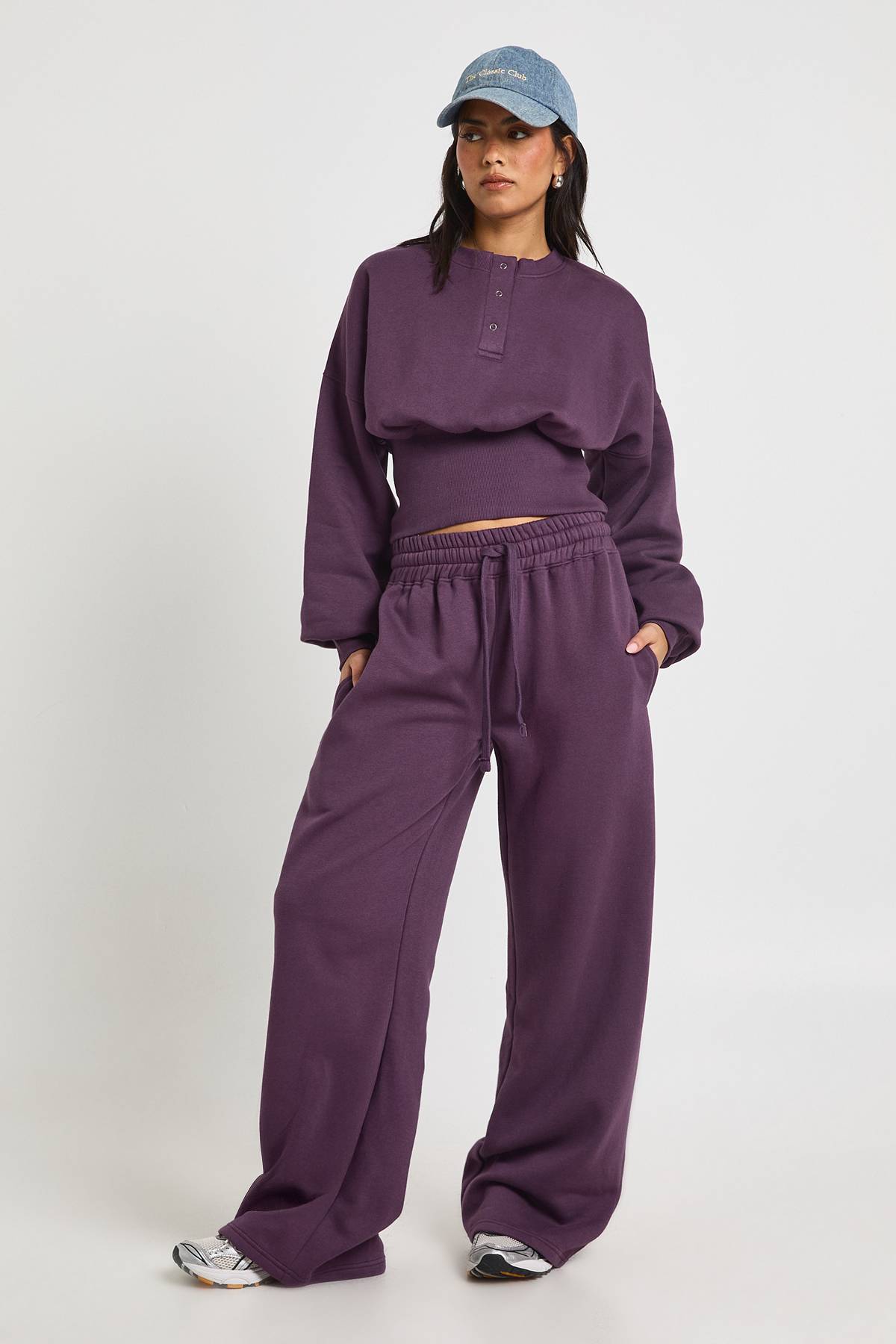 boohoo Survêtement Sweat Henley à Ourlet Profond