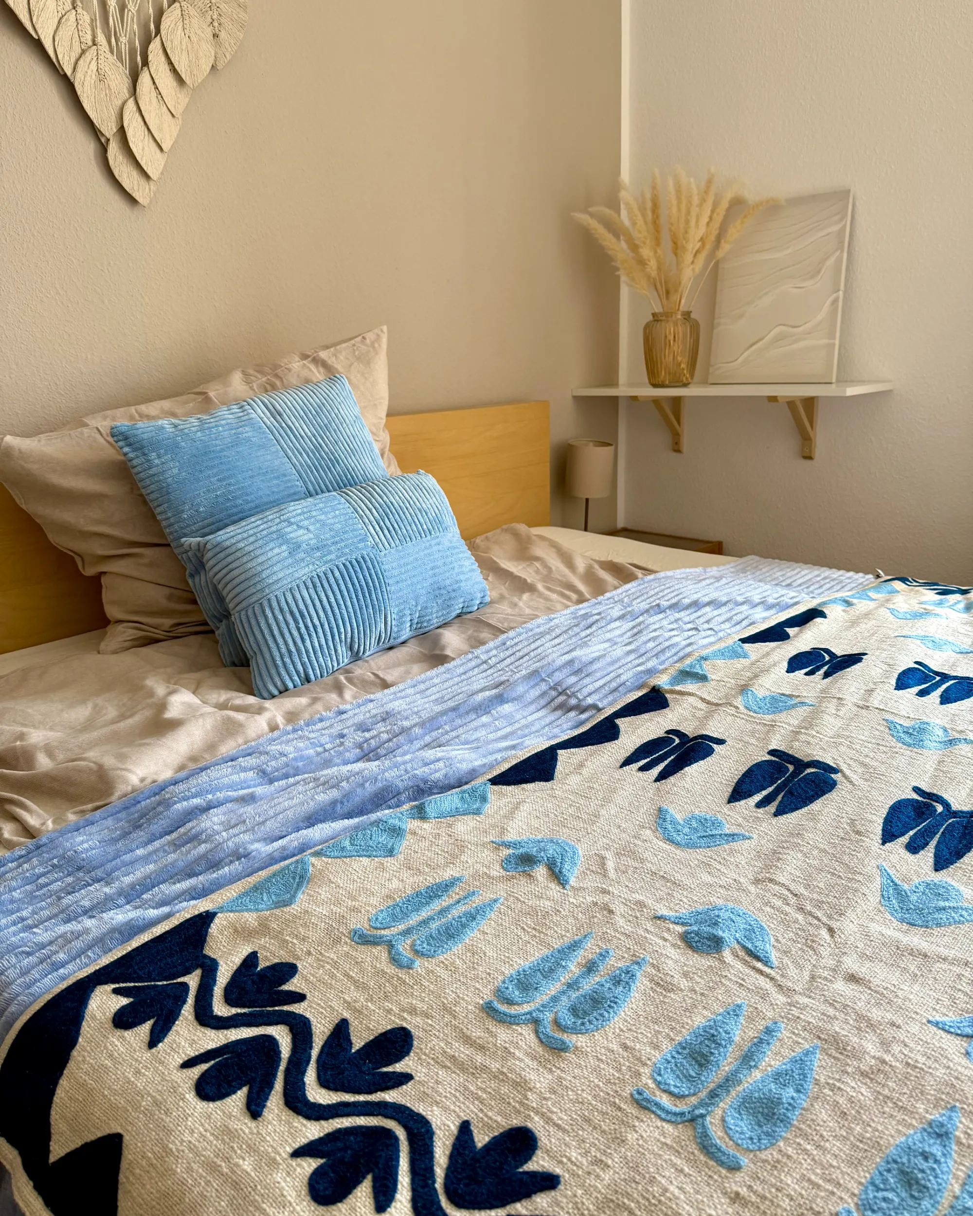Set van 2 sierkussens MILLET Corduroy 43 x 43 cm Blauw geometrisch patroon