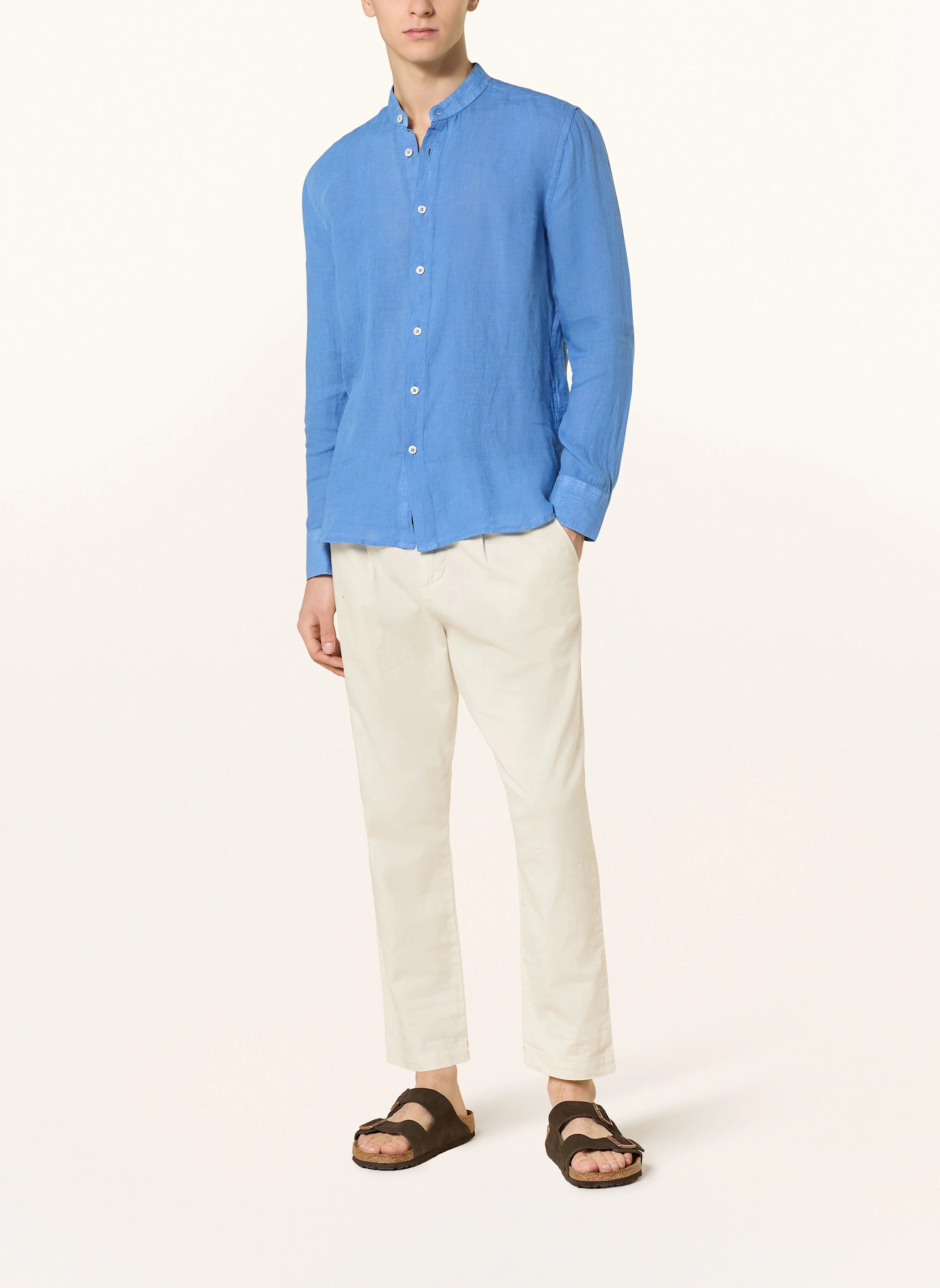 120%lino Leinenhemd Slim Fit mit Stehkragen