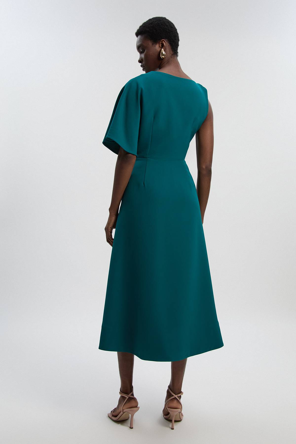 KarenMillen Robe Midi à Jupe Ample avec Détails de Finition Tailleur Souple
