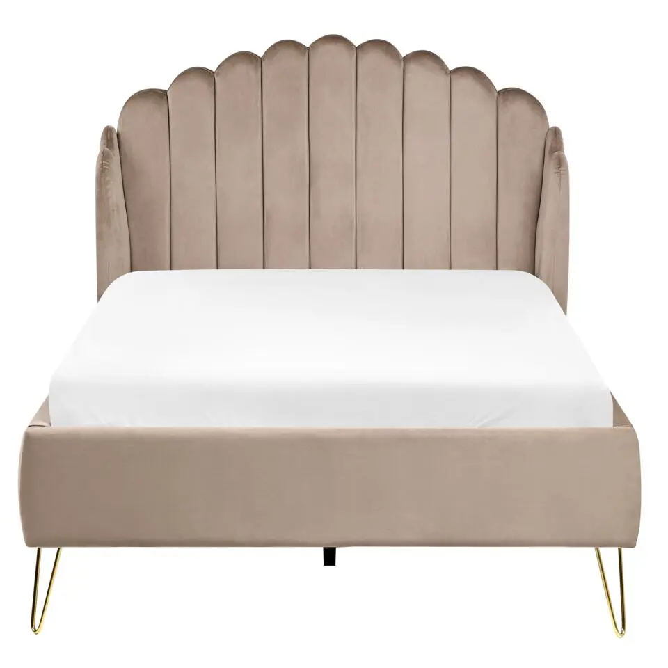 AMBILLOU - Bed - Taupe - 120 x 200 cm - Fluweel