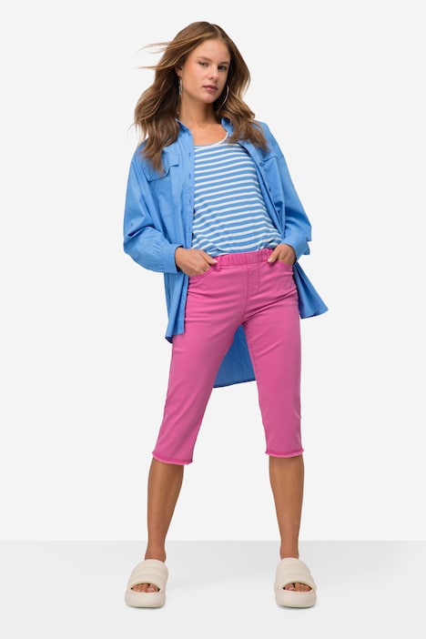 Caprihose, Jeggings, Fransensaum, Elastikbund, mit recycelten Materialien