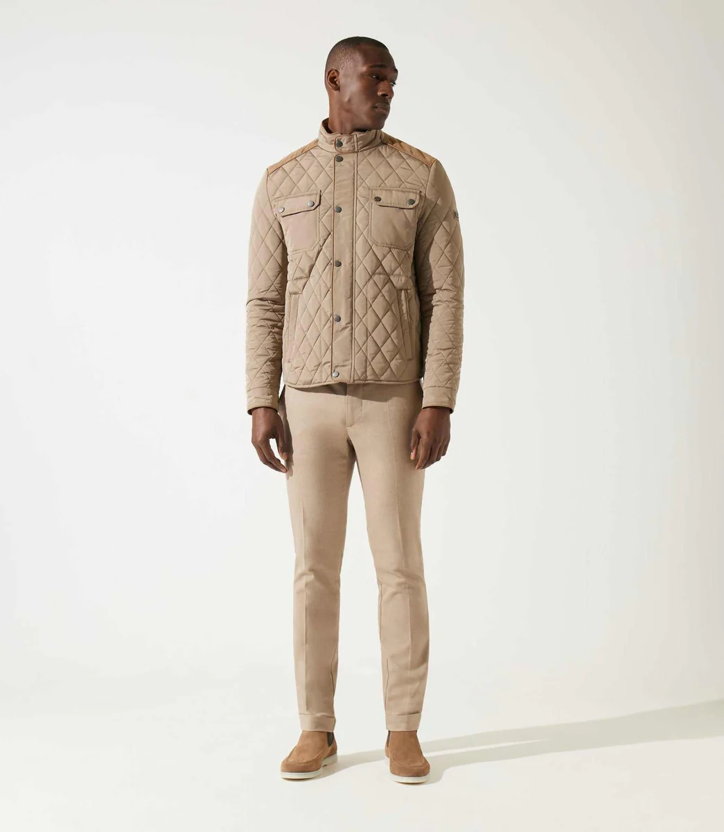 Blouson surchemise à col montant matelassé taupe MACEO