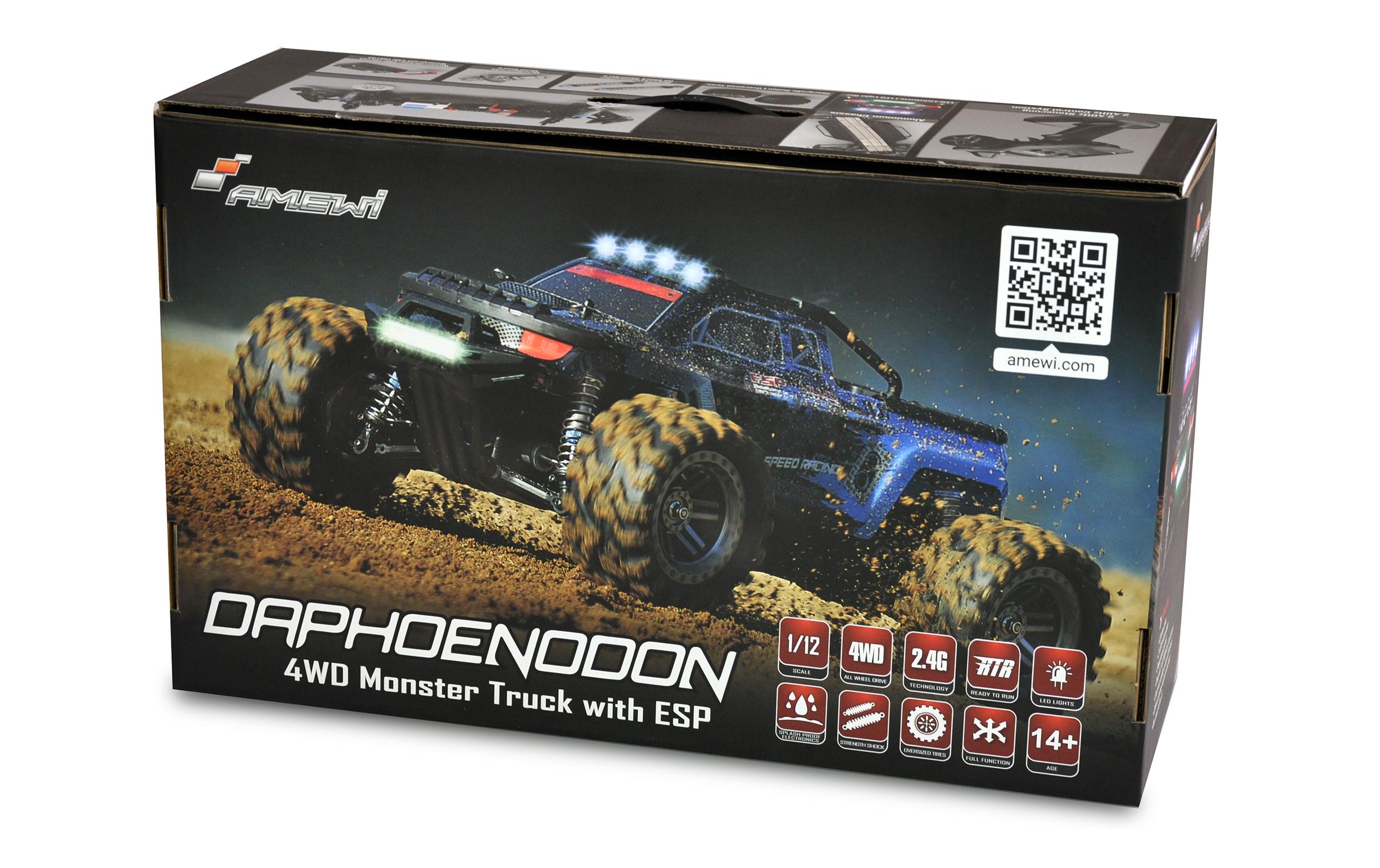 Monster Truck Daphoenodon 4WD, Rot RTR, 1:12<br>4x4 Monstertruck mit Gyro Fahrstabilitätssystem