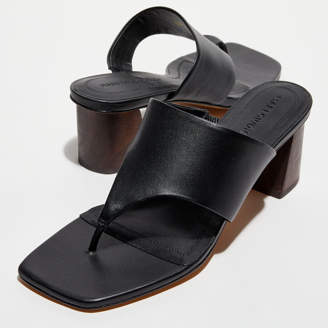 Mari Giudicelli Mules en Cuir Copa noires - Talon 5 cm