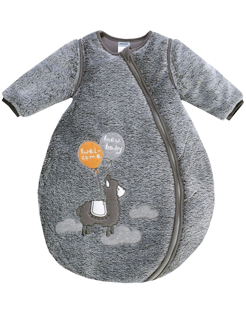 Plüsch-Schlafsack LAMA in grau
