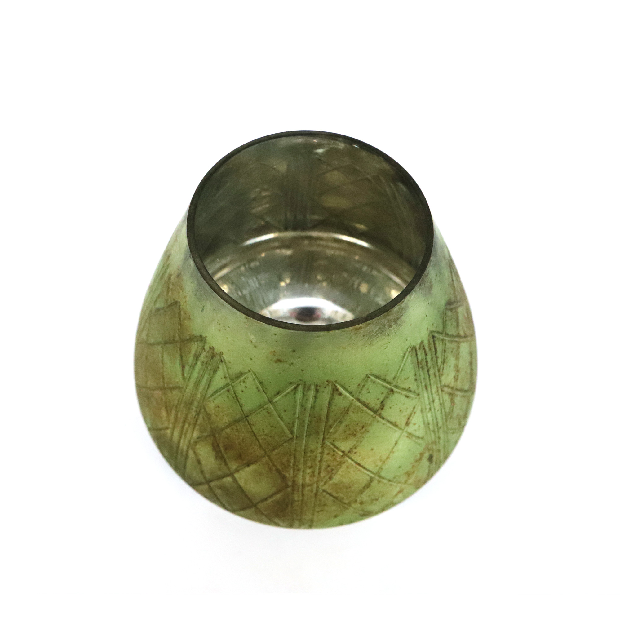 Windlicht 'Arie', vintage grün metallic, Ø 16 cm, H 16,5 cm von fischer's lagerhaus