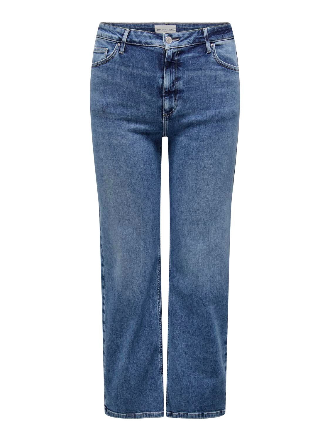 CARRADISON Hohe Taille Weiter Beinschnitt Jeans Medium Blue Denim