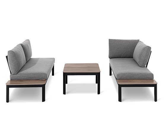Flexible Lounge-Ecke mit Duraboard®-Tischplatten