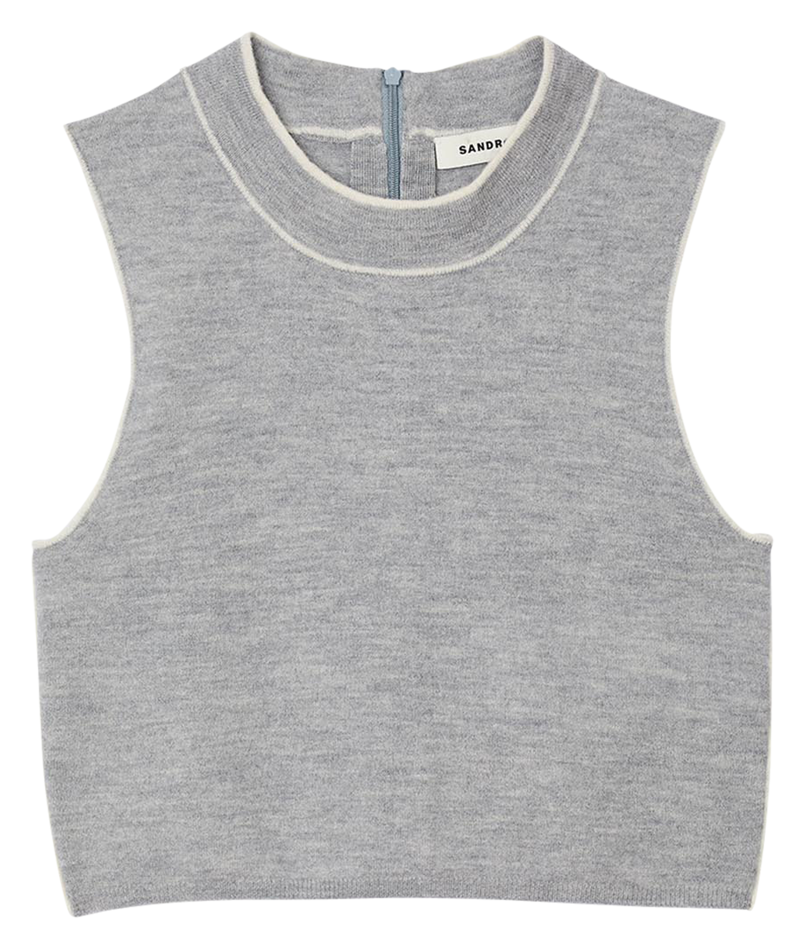Top col rond en laine | Gris