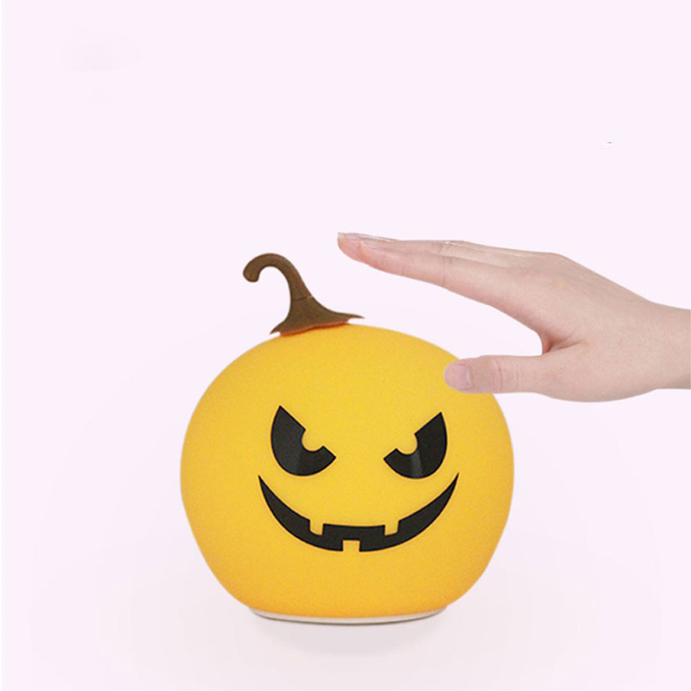 (Ø12cm) 4 LED's Halloween Party Deko Licht Kürbis Herbst Beleuchtung zum Aufstellen mit Touch Sensor - Warmweiss