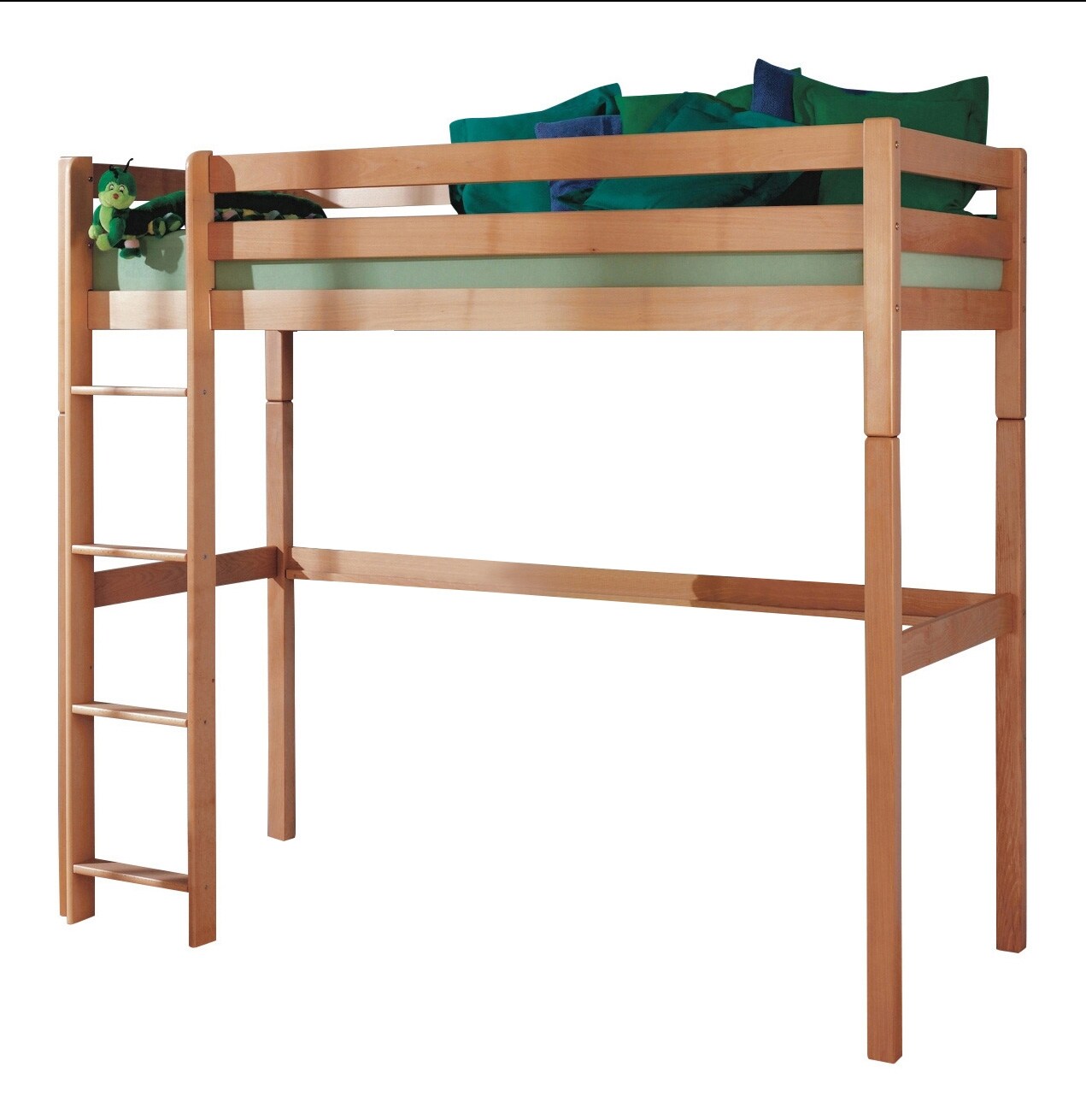 Relita - Hochbett TOLI Liegefläche 90 x 200 cm, Buche massiv natur lackiert
