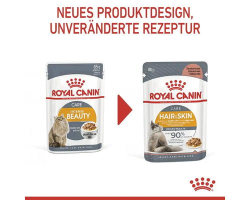 ROYAL CANIN Canin Hair & Skin natvoer voor katten in jus, ter ondersteuning van een gezonde huid en een glanzende vacht, in jus, 85 g